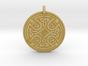 Celtic Cross - Round Pendant in Tan Fine Detail Plastic