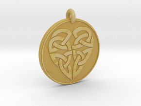 Heart - Round Celtic Pendant in Tan Fine Detail Plastic