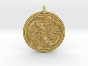 Dragon Celtic - Round Pendant in Tan Fine Detail Plastic