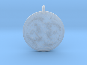 Dragon Celtic - Round Pendant in Clear Ultra Fine Detail Plastic