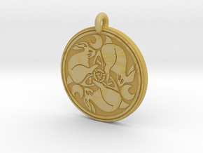Hare Celtic  - Round Pendant in Tan Fine Detail Plastic