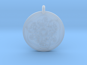 Cat Celtic  - Round Pendant in Clear Ultra Fine Detail Plastic