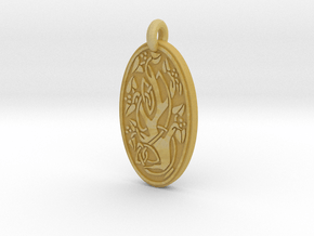 Sacred Tree/Tree of Life - Oval Pendant in Tan Fine Detail Plastic