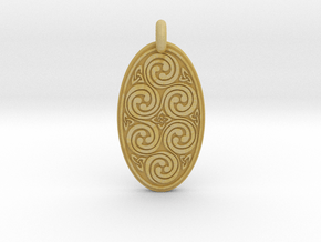 Spirals - Oval Pendant in Tan Fine Detail Plastic