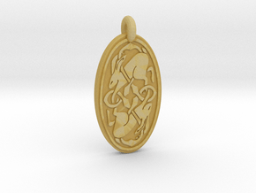 Hare - Oval Pendant in Tan Fine Detail Plastic
