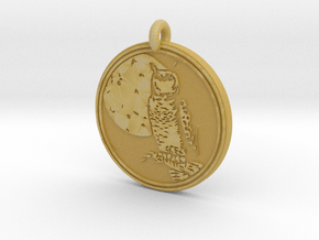 Great Horned Owl Animal Totem Pendant in Tan Fine Detail Plastic