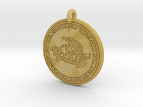 Sea Turtle Animal Totem Pendant in Tan Fine Detail Plastic