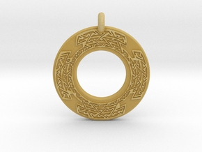 Celtic Cross Annulus Donut Pendant in Tan Fine Detail Plastic