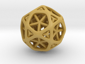 Nested dodeca & Icosa inside Icosidodecahedron in Tan Fine Detail Plastic