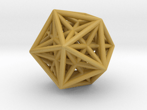 Icosahedron & Dodecahedron Struts Connected in Tan Fine Detail Plastic