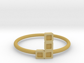 Block Puzzle Ring (Type-L4) in Tan Fine Detail Plastic