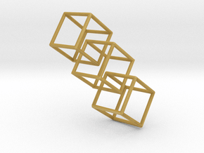 Three interlocking cubes in Tan Fine Detail Plastic