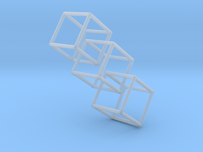 Three interlocking cubes in Clear Ultra Fine Detail Plastic