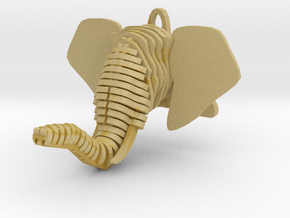 Sliced Elephant head Pendant in Tan Fine Detail Plastic