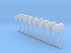 HO Scale Mailbox Set 1 in Clear Ultra Fine Detail Plastic