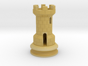 Rook Chess Piece  in Tan Fine Detail Plastic