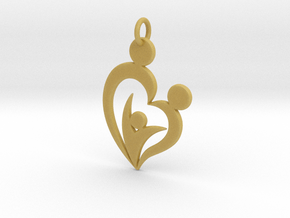Family of Three Heart Shaped Pendant in Tan Fine Detail Plastic