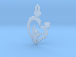 Family of Three Heart Shaped Pendant in Clear Ultra Fine Detail Plastic