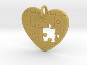 Puzzled Heart Pendant in Tan Fine Detail Plastic