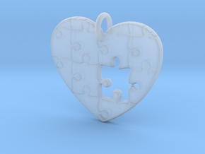 Puzzled Heart Pendant in Clear Ultra Fine Detail Plastic