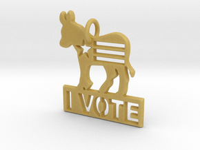 I Vote Donkey Pendant in Tan Fine Detail Plastic