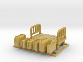 Train Luggage Cart in H0 1:87 scale (Small Set) in Tan Fine Detail Plastic