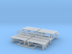Park Bench Set H0 (6 pieces) in Clear Ultra Fine Detail Plastic