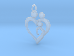Family of 3 Heart Shaped Pendant in Clear Ultra Fine Detail Plastic