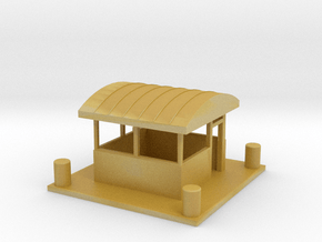 Guard Shack with curved roof and concrete barriers in Tan Fine Detail Plastic