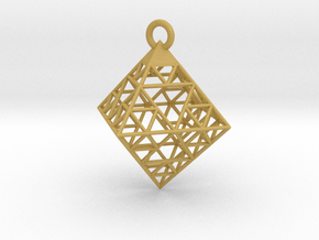 Wire Sierpinski Octahedron Pendant in Tan Fine Detail Plastic