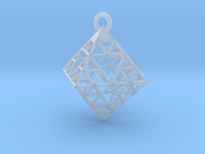 Wire Sierpinski Octahedron Pendant in Clear Ultra Fine Detail Plastic