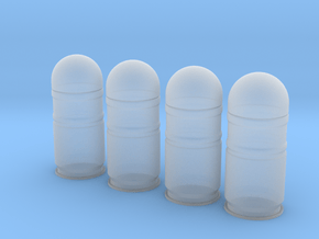 four 40mm grenades in 1/6 scale in Clear Ultra Fine Detail Plastic