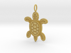 Tribal Turtle Pendant in Tan Fine Detail Plastic