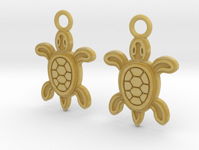 Tribal Turtle Earrings in Tan Fine Detail Plastic