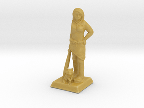 Pocahontas Warrior w/ Raccoon 28mm Scale Miniature in Tan Fine Detail Plastic