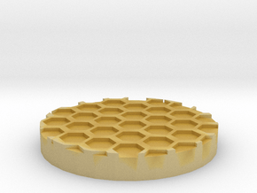 Hex Grid 1" Circular Miniature Base Plate in Tan Fine Detail Plastic