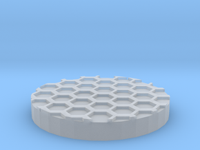 Hex Grid 1" Circular Miniature Base Plate in Clear Ultra Fine Detail Plastic