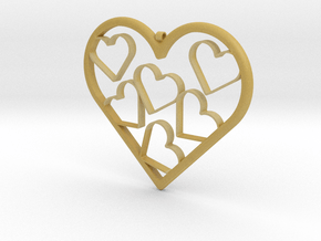 Hearts Necklace / Pendant-07 in Tan Fine Detail Plastic