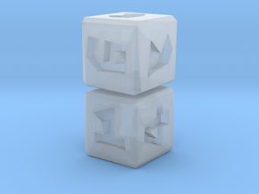 Low Poly Die .5 inch 2 pack in Clear Ultra Fine Detail Plastic