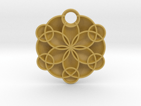 Geoflower Pendant in Tan Fine Detail Plastic
