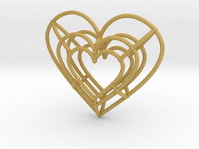 Small Wireframe Heart Pendant in Tan Fine Detail Plastic
