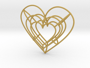 Large Wireframe Heart Pendant in Tan Fine Detail Plastic