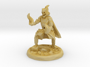 Skull Mage With Fire Hands Low Poly Version in Tan Fine Detail Plastic
