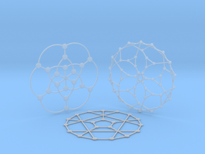 3 Math Graph Coasters in Clear Ultra Fine Detail Plastic