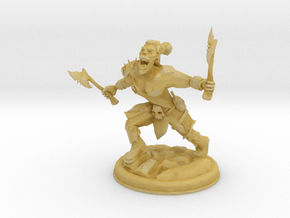 Orc with Axes on 28mm Base Low Poly version in Tan Fine Detail Plastic