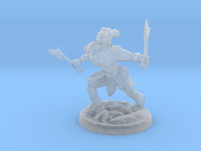 Orc with Axes on 28mm Base Low Poly version in Clear Ultra Fine Detail Plastic