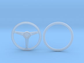 1:8 Custom Two Piece Three Spoke Steering Wheel. in Clear Ultra Fine Detail Plastic