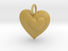 2 Hearts Pendant in Tan Fine Detail Plastic