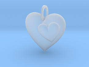 2 Hearts Pendant in Clear Ultra Fine Detail Plastic