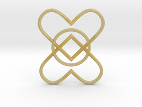 2 Hearts 1 Ring Pendant in Tan Fine Detail Plastic